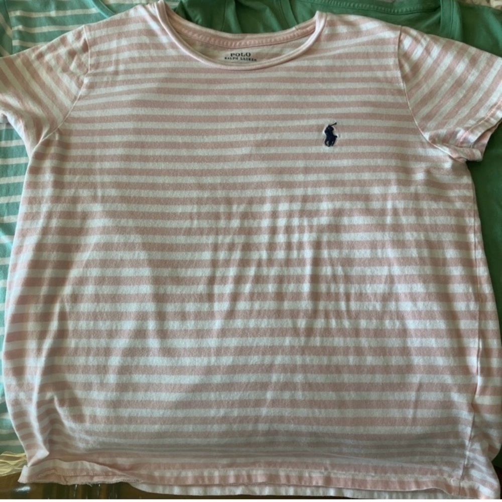 Ralph Lauren Pink and White Short Sleeve Tee